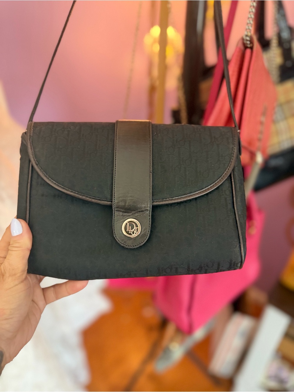 Dior Black Logo Jacquard Crossbody with CD Medallion